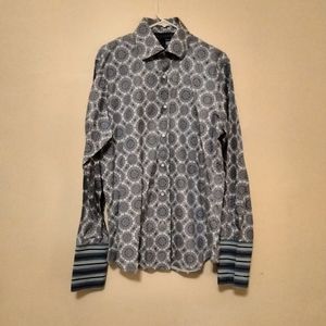 Blue geometric buttondown